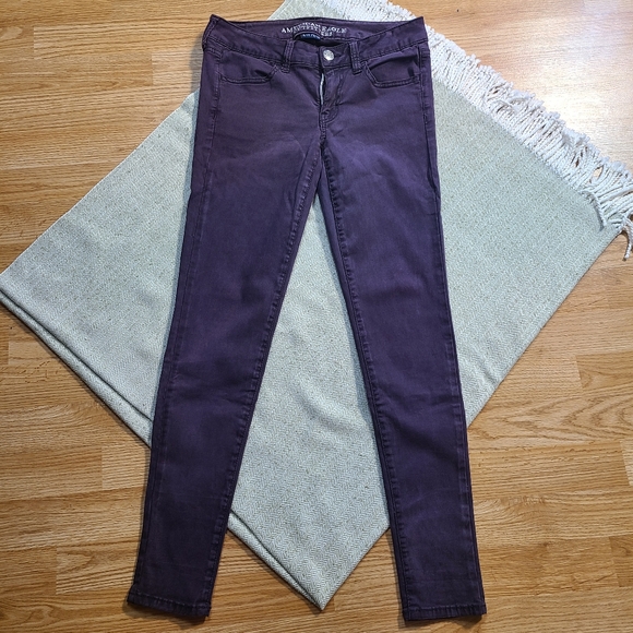 American Eagle Outfitters Women's Super Stretch Sateen Purple Jegging size 4 - Picture 8 of 15